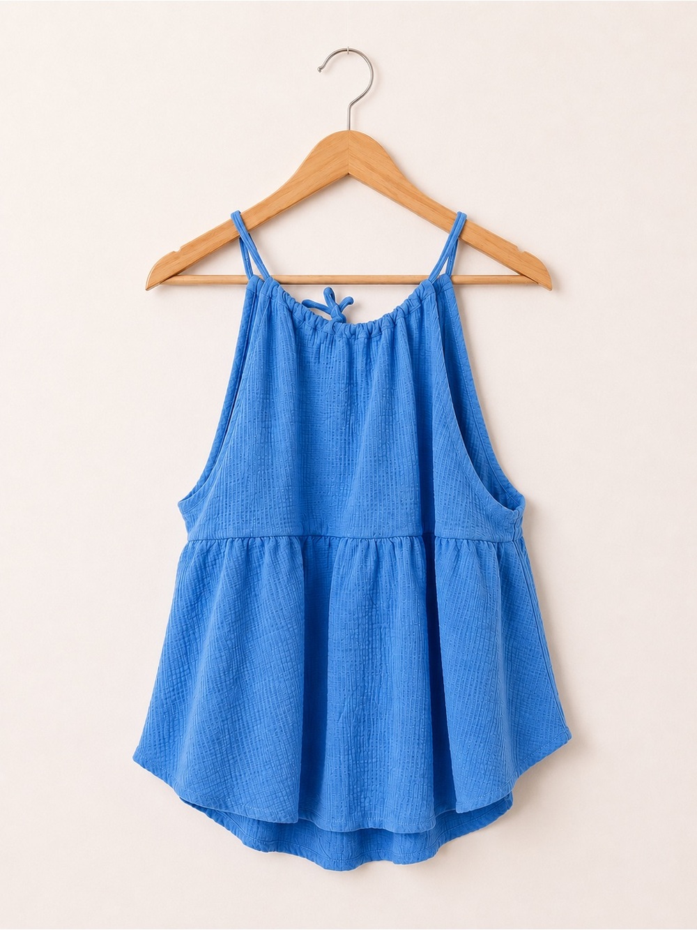 NEW Peach Love California Blue Peplum Tank Top Large L